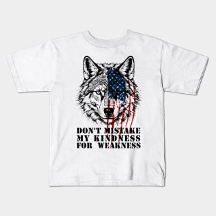 American Flag Wolf Kids T-Shirt